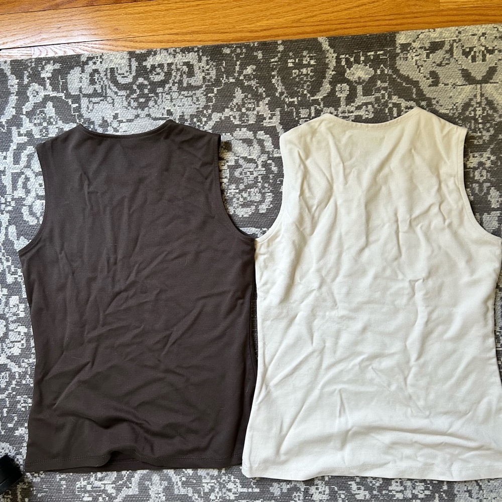 2 pieces NEW | Adrienne Vittadini Brown and Ivory Sleeveless Tank Top | - Picture 4 of 5